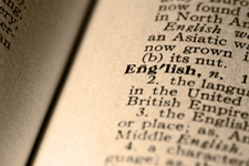 close-up of printed dictionary definition of English