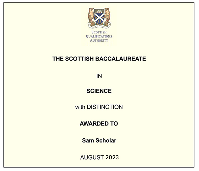 Baccalaureatte commemorative certificate 