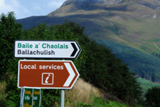 road signposts in Gaelic and English