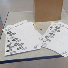 Desk with leaflets