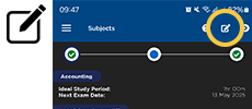 Tap the edit icon on the top right of the Subjects screen in MyStudyPlan